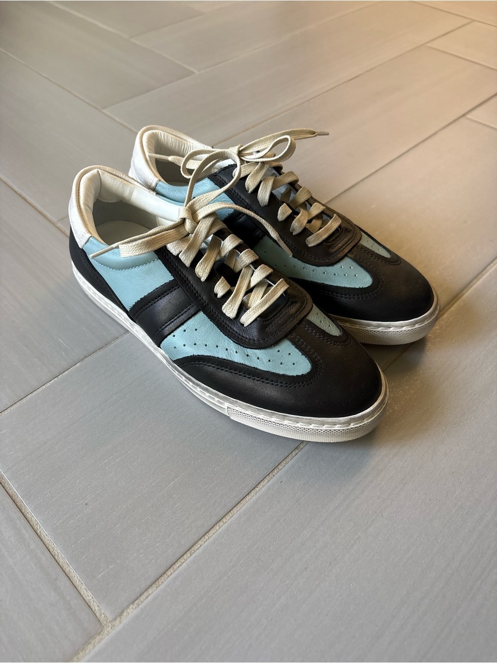 Greats Charlie Two-Tone Black and Light Blue Low-Top Sneakers